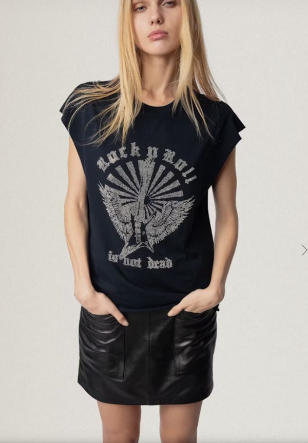 CAMISETA CLOE GUITAR WINGS STRASS
