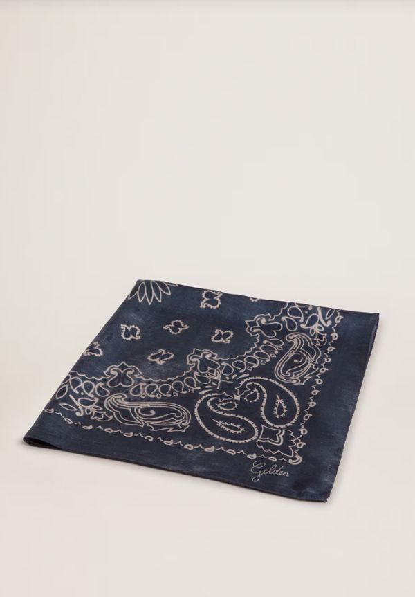FOULARD PRINT SILK DENIM BLUE