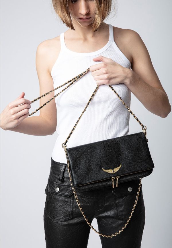 BOLSO ROCK GRAINED NOIR GOLD